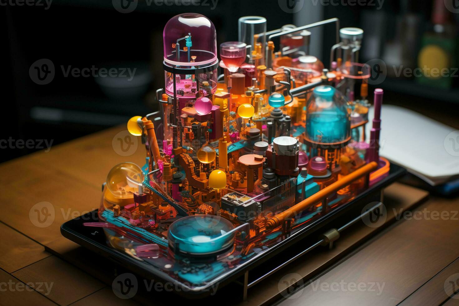 Draw an infographic on a smartphone glass protector in postmodern style. AI generative photo