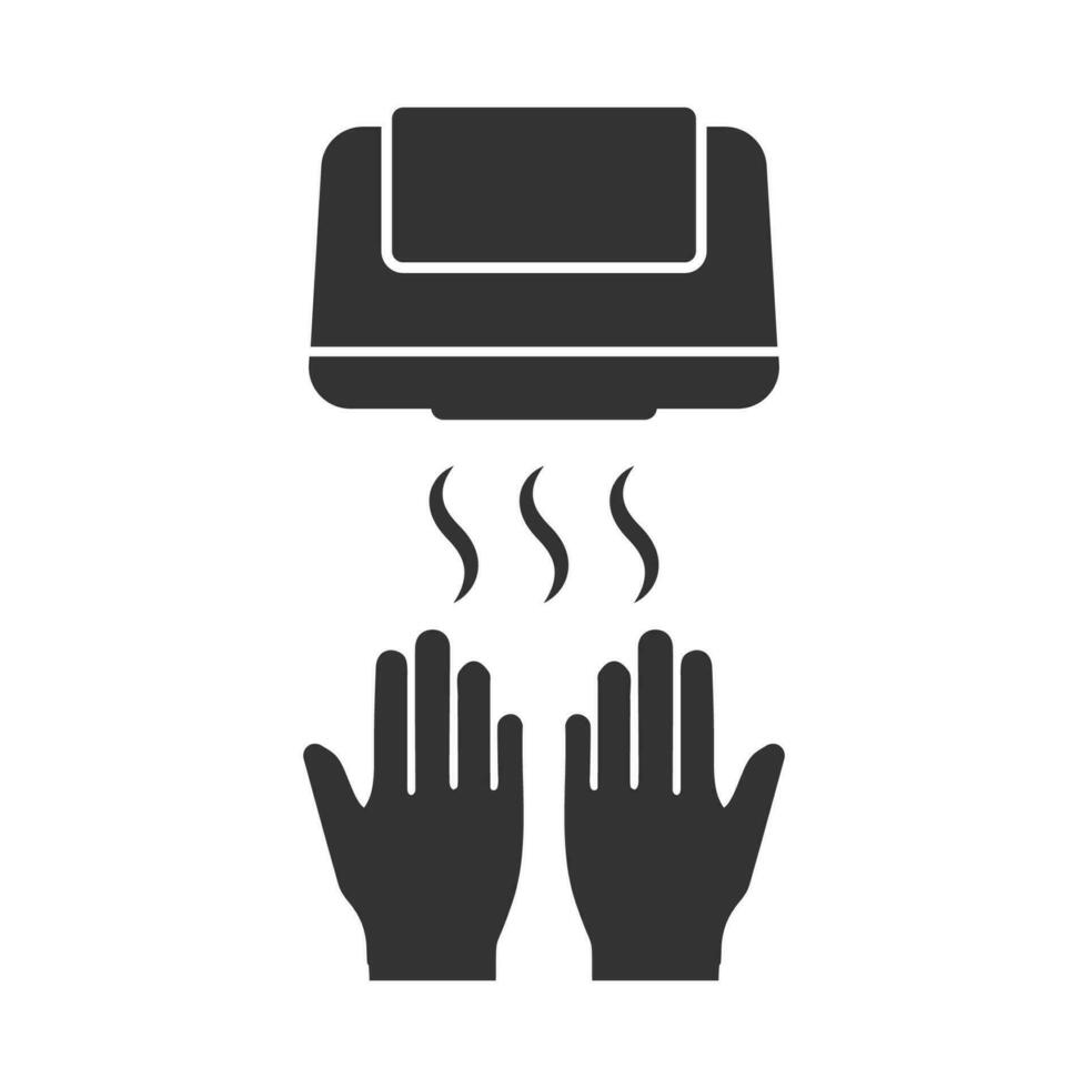 Vector illustration of hand dryer icon in dark color and white background