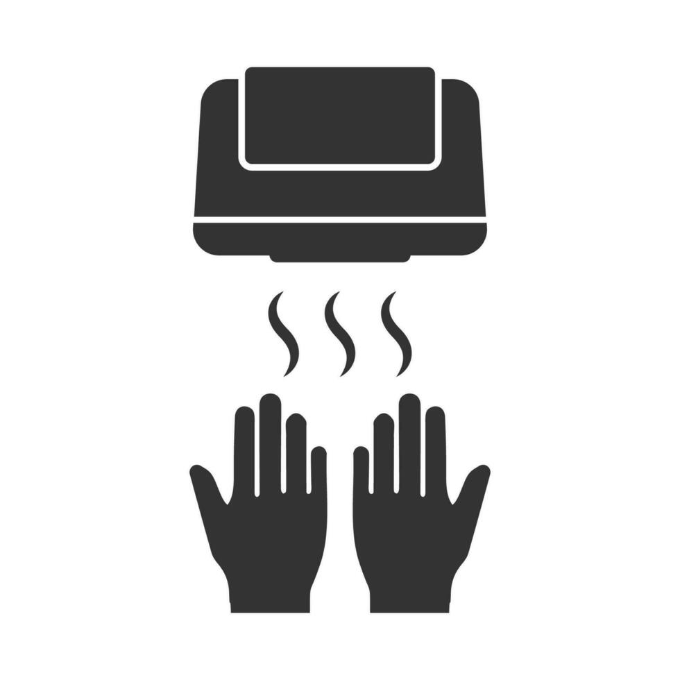 Vector illustration of hand dryer icon in dark color and white background