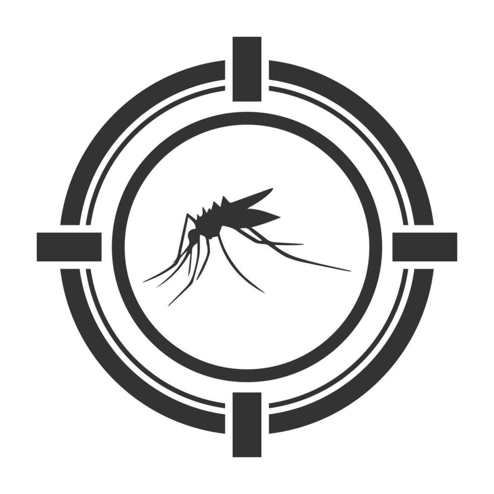 Vector illustration of mosquito targets icon in dark color and white background