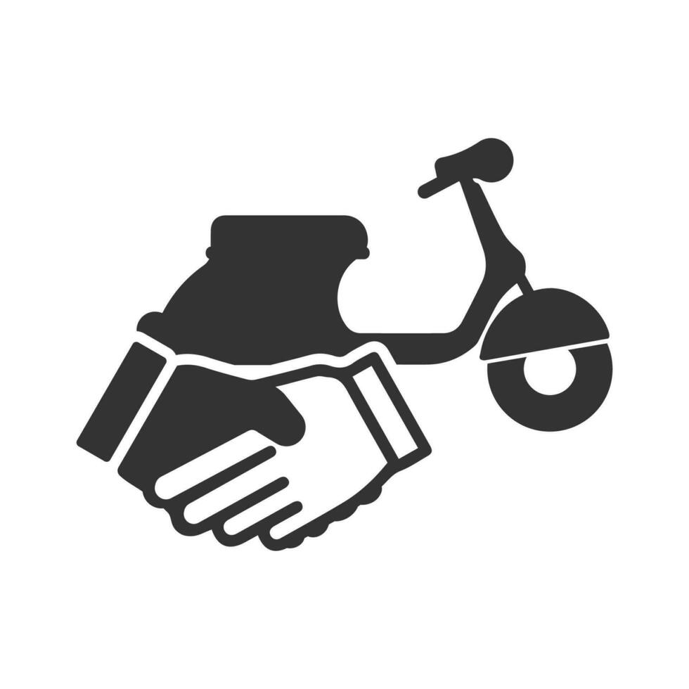 Vector illustration of motorcycle deals icon in dark color and white background