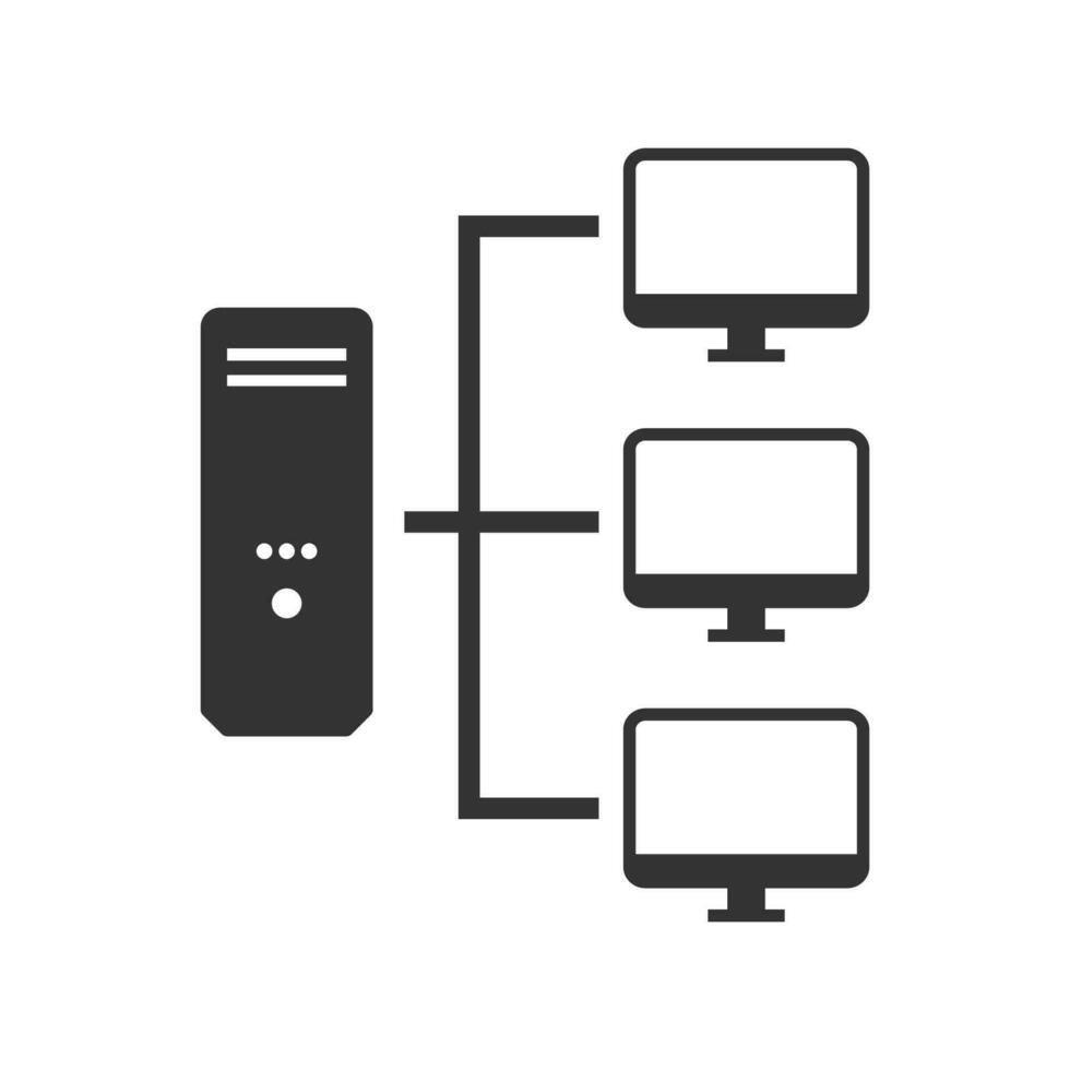 vector ilustración de computadora red icono en oscuro color y blanco antecedentes