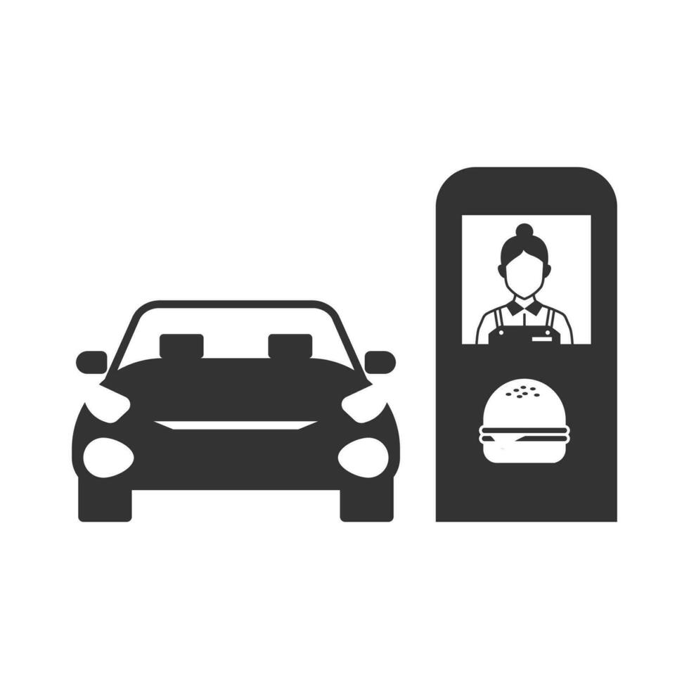 Vector illustration of drive Thru icon in dark color and white background