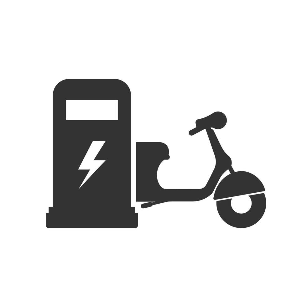 Vector illustration of charge the electric motor icon in dark color and white background