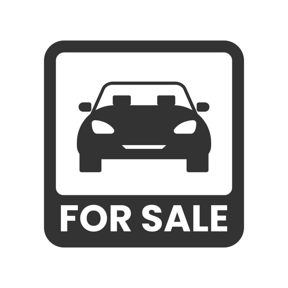 Vector illustration of car for sale icon in dark color and white background