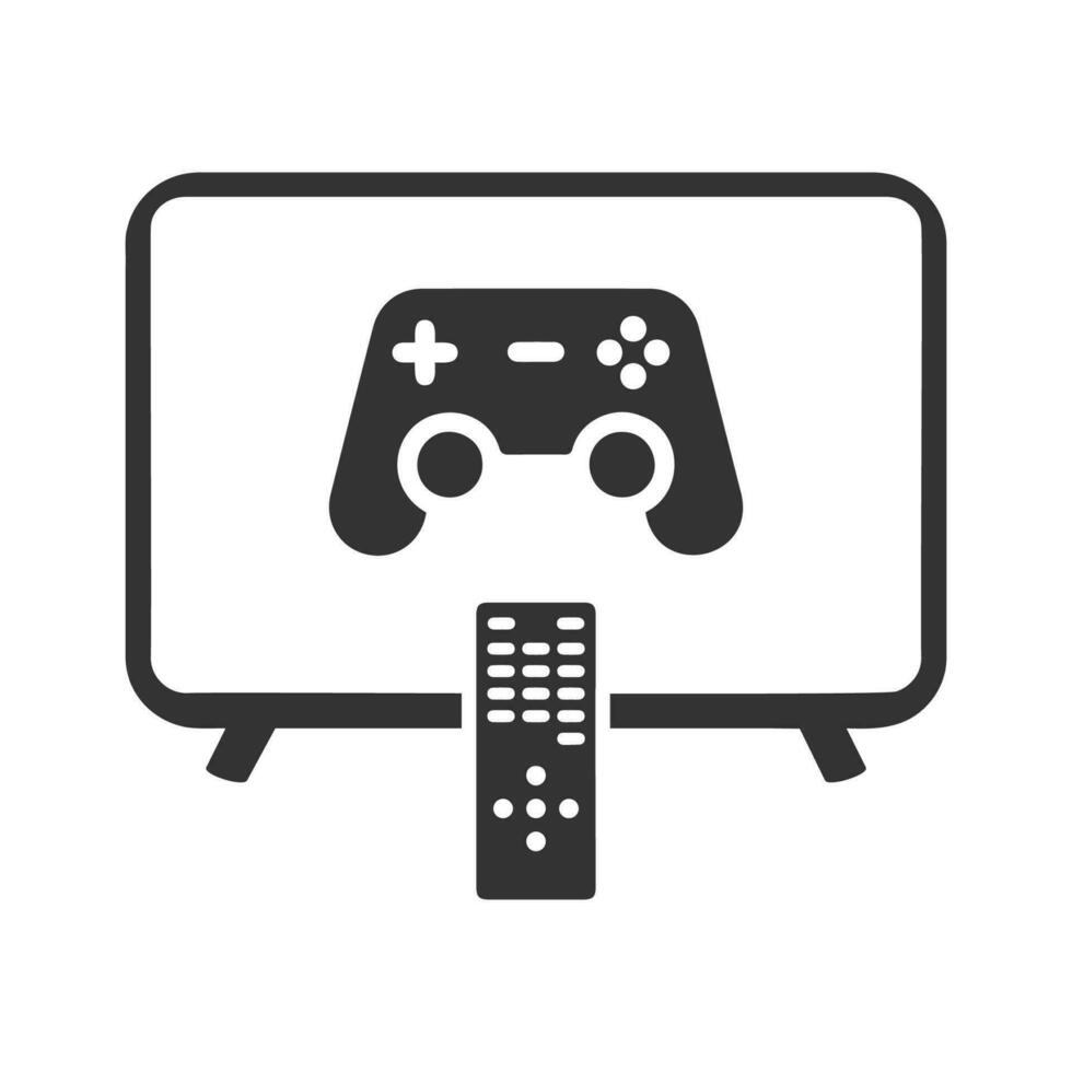 Vector illustration of TV games icon in dark color and white background