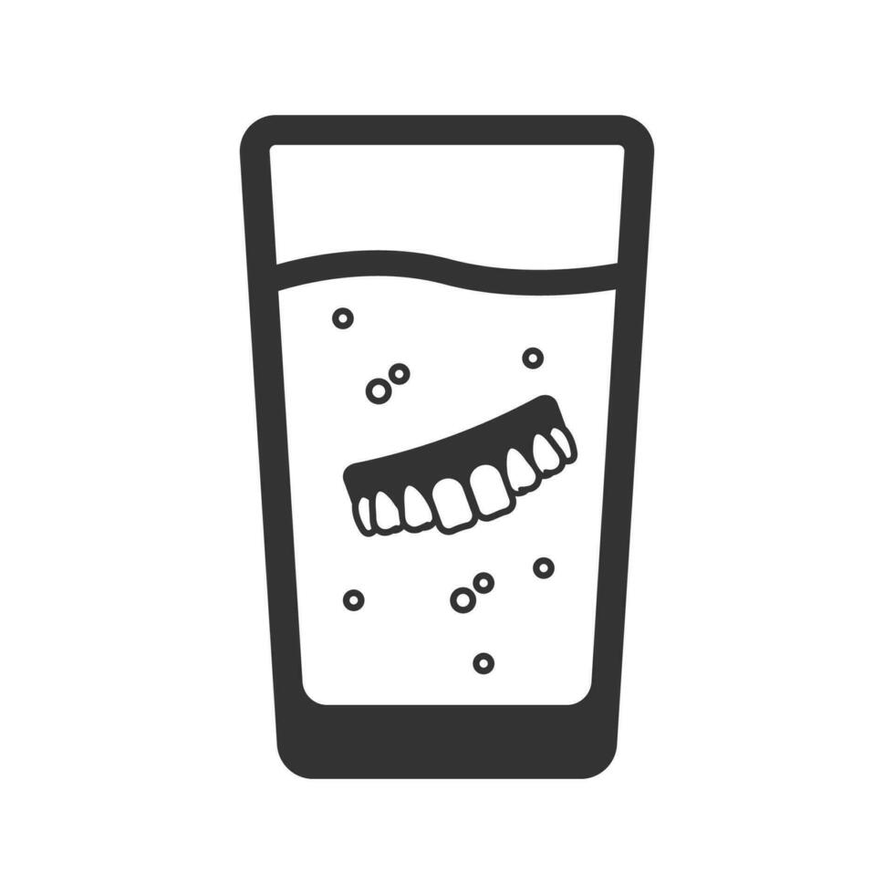 Vector illustration of soak dentures icon in dark color and white background