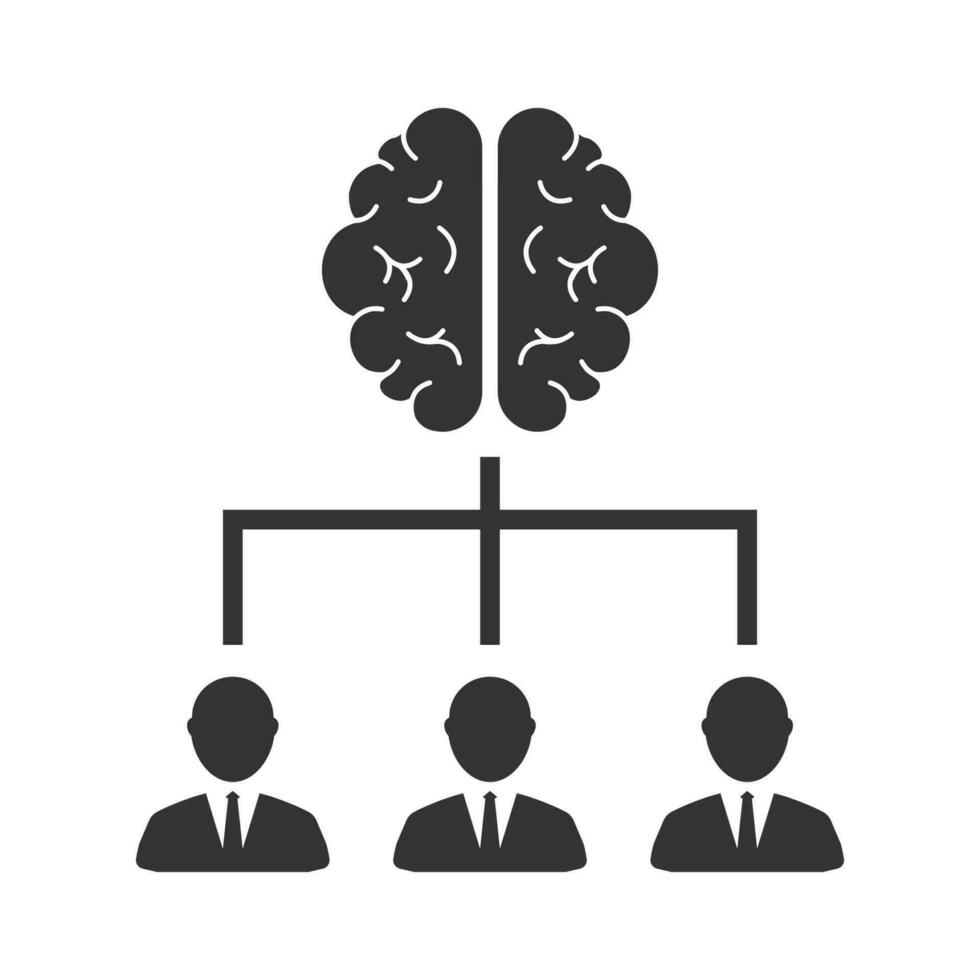 Vector illustration of team structure brain icon in dark color and white background