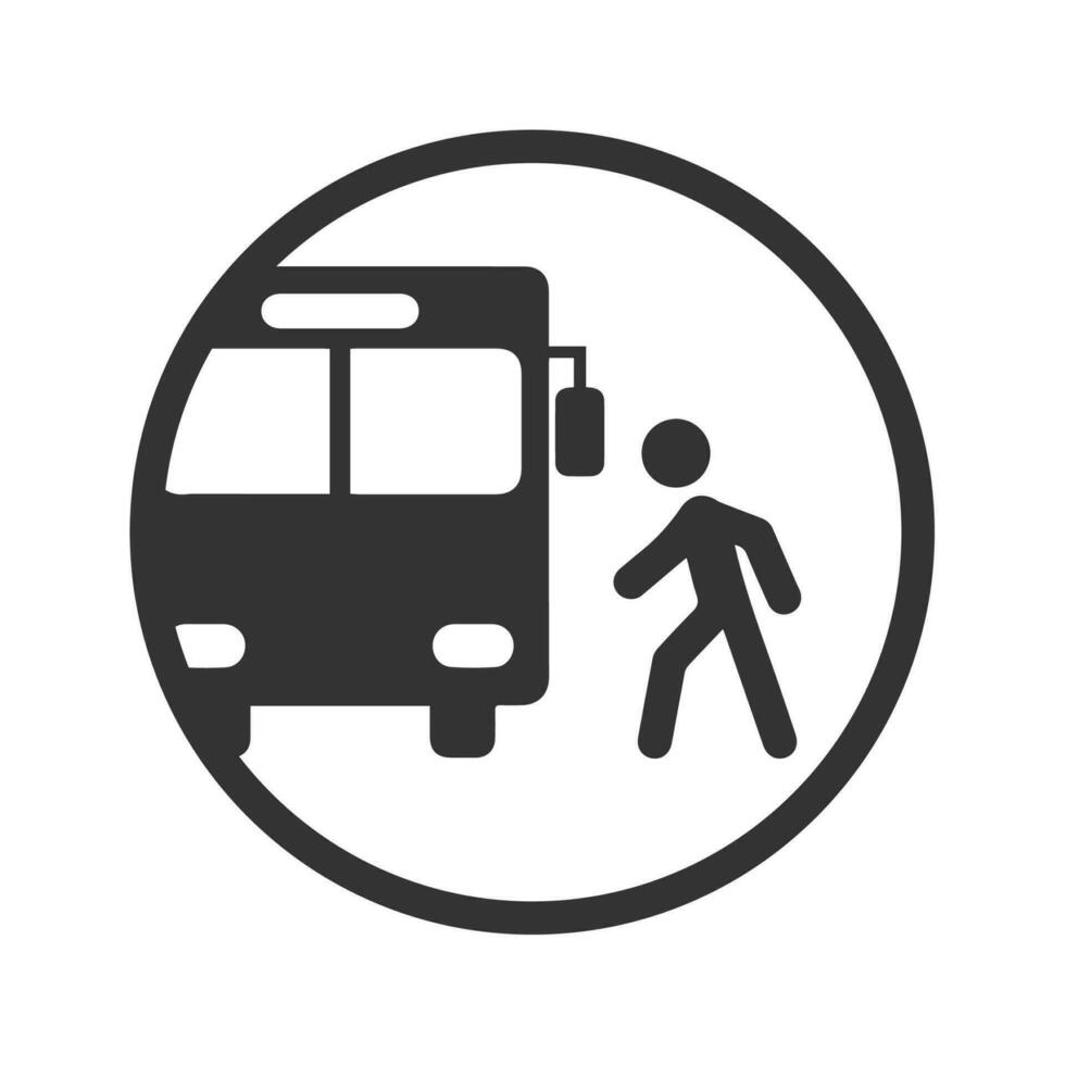 Vector illustration of ride the bus icon in dark color and white background