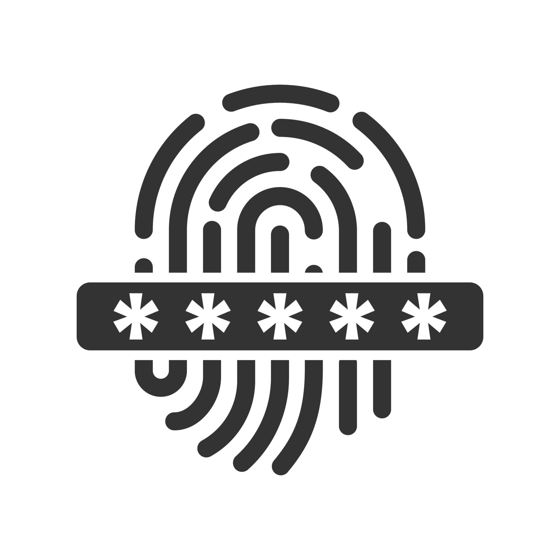Vector illustration of fingerprint password icon in dark color and