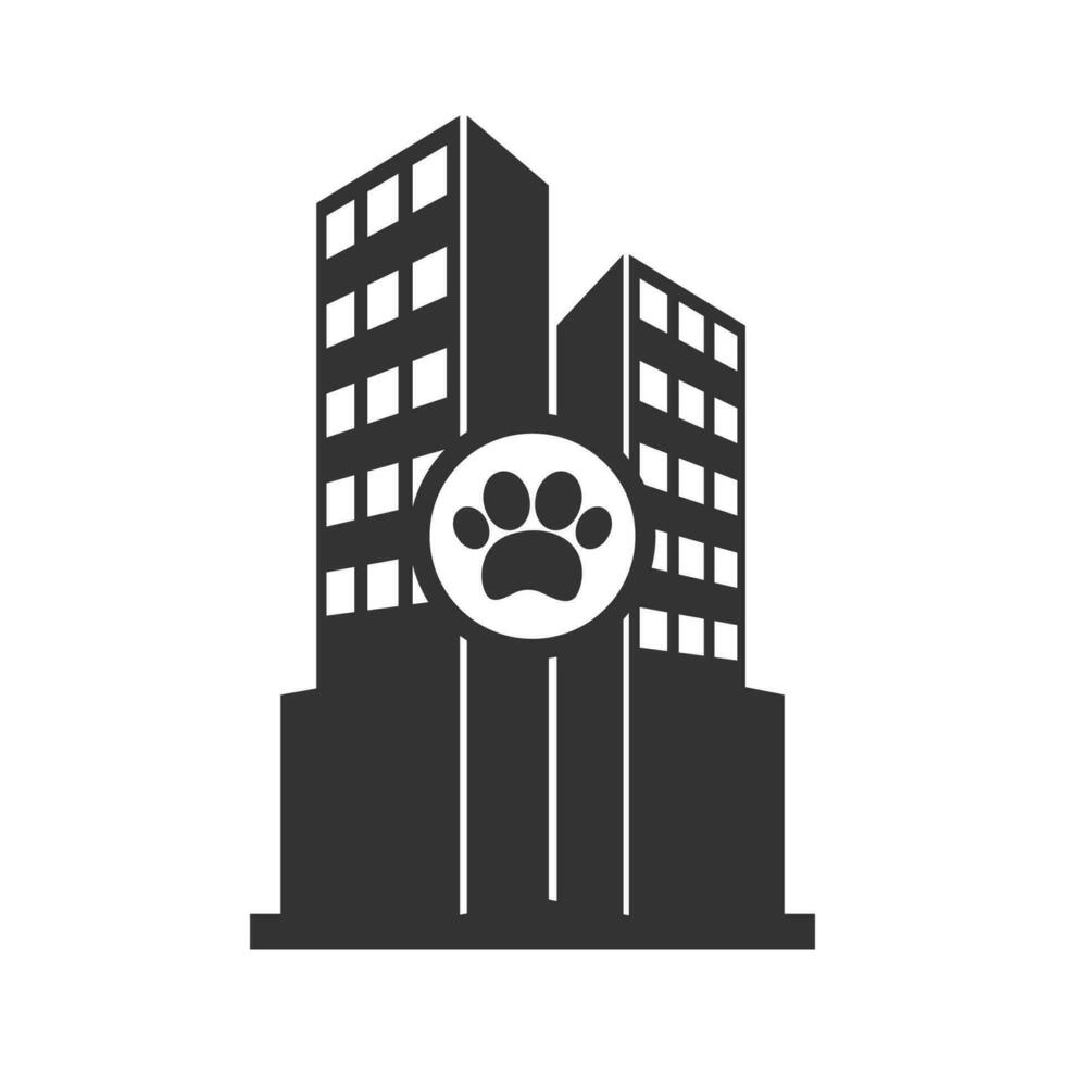 Vector illustration of animal hotels icon in dark color and white background