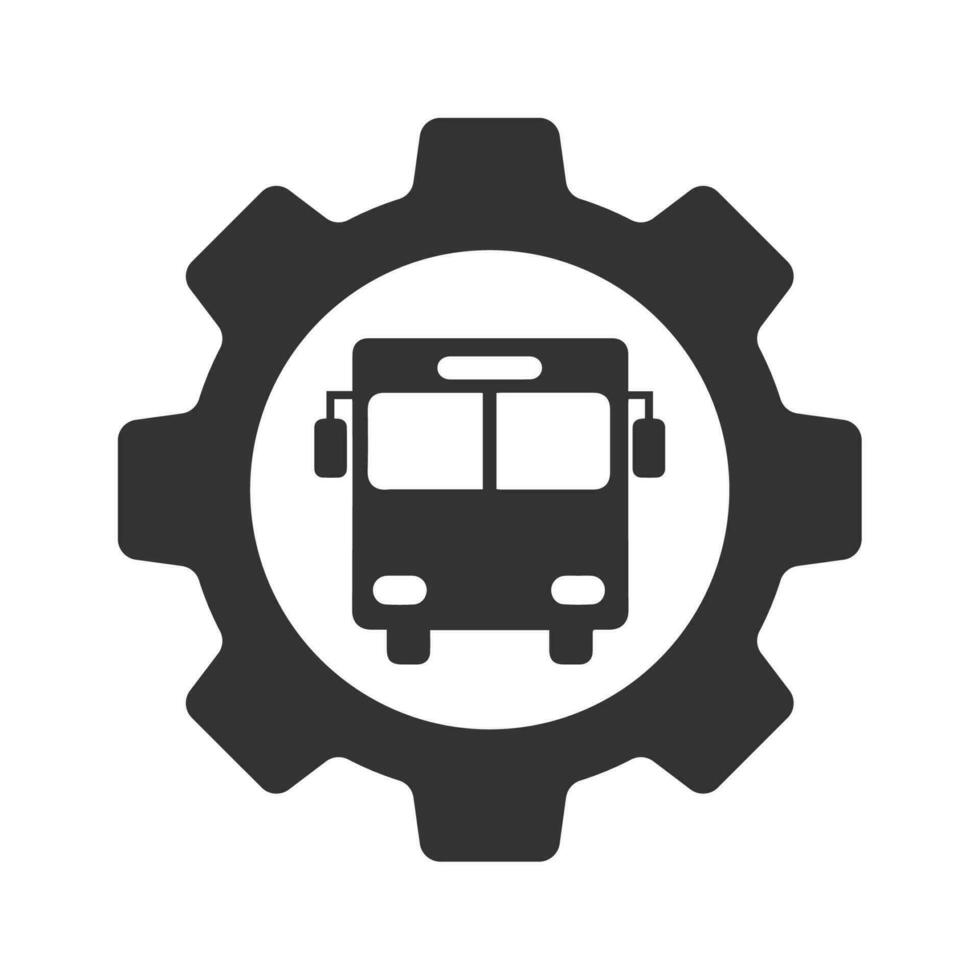 Vector illustration of bus service icon in dark color and white background