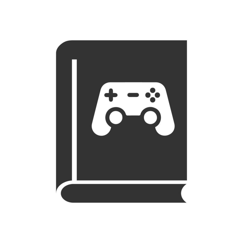 Vector illustration of games book icon in dark color and white background