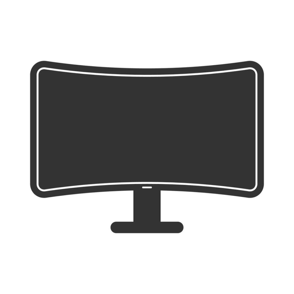 vector ilustración de curvo monitores icono en oscuro color y blanco antecedentes