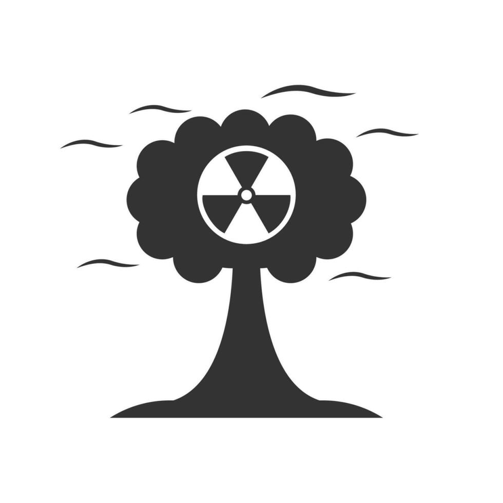 Vector illustration of nuclear explosion mushroom icon in dark color and white background