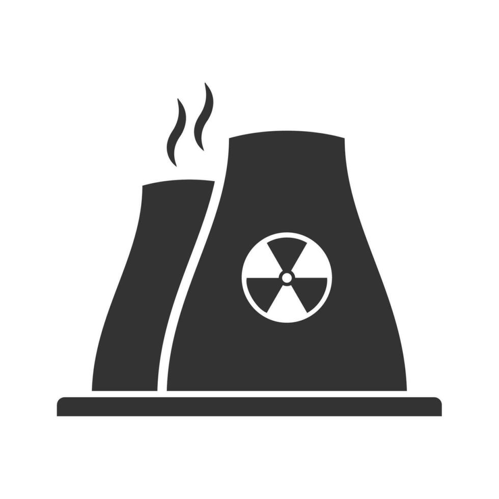 Vector illustration of nuclear factory icon in dark color and white background