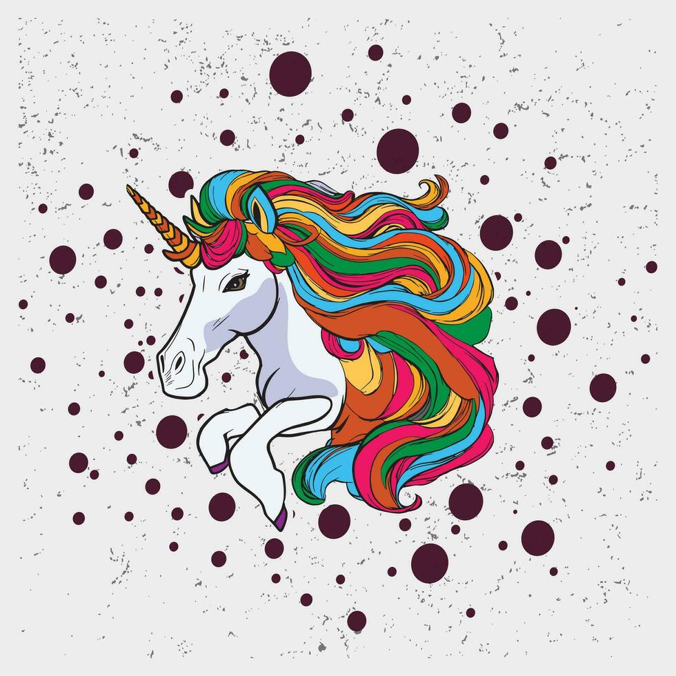 Magical Cute unicorn, Vector illustration of a unicorn head.
