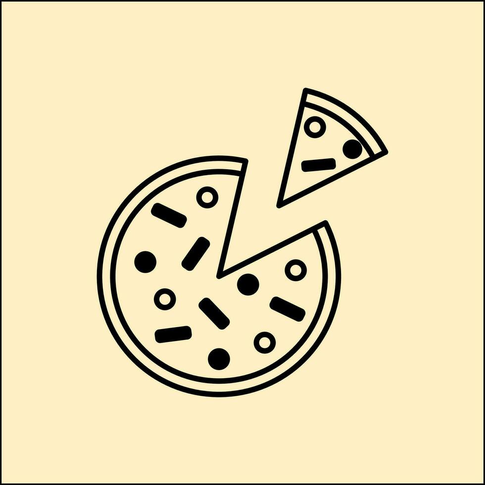 un Pizza rebanada icono en un línea estilo vector