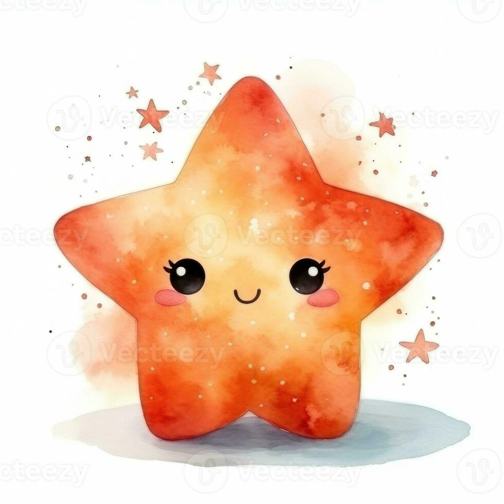 Cute little watercolor star isolated photo