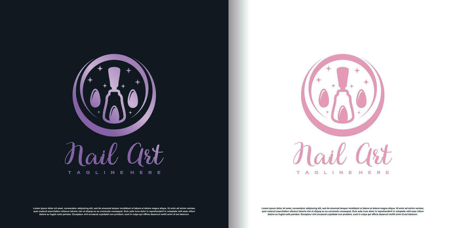 Nail polish logo with creative concept premium vector