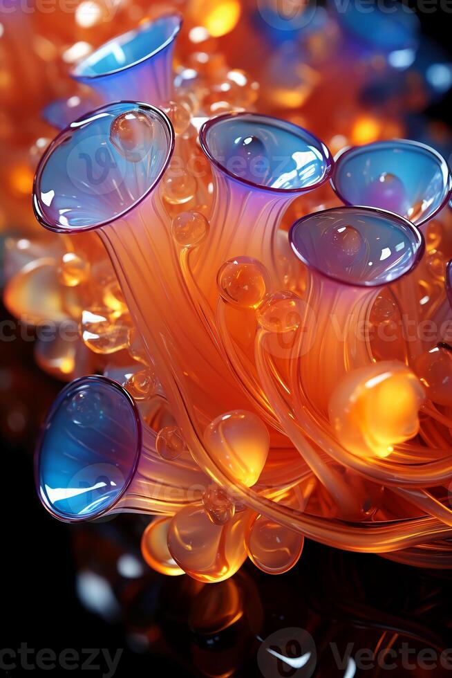 Colorful translucent iridescent pasta, food photography. photo