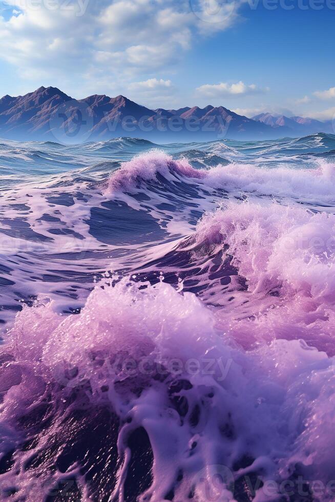 Violet ocean hills, minimalist fine art photography. photo