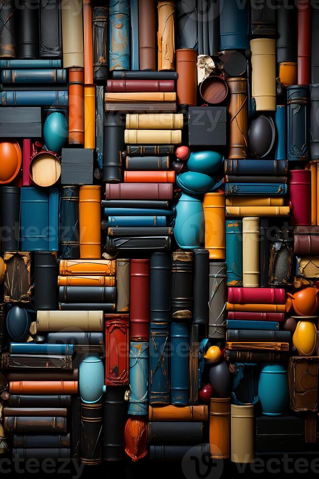 Abstract hypnotic illusion of books. photo