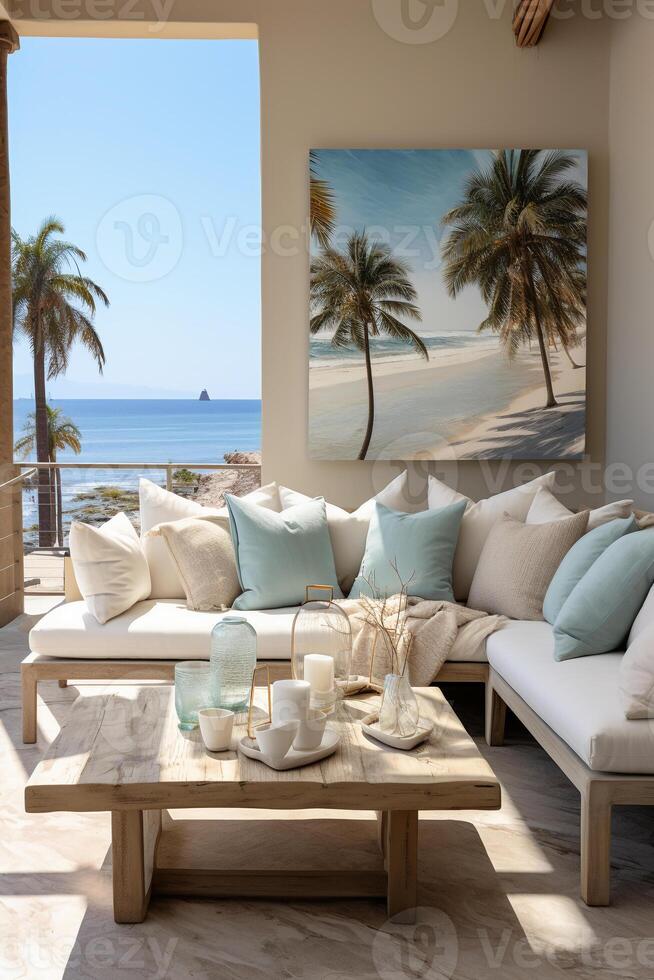 neutral palette palm trees by the beach. photo
