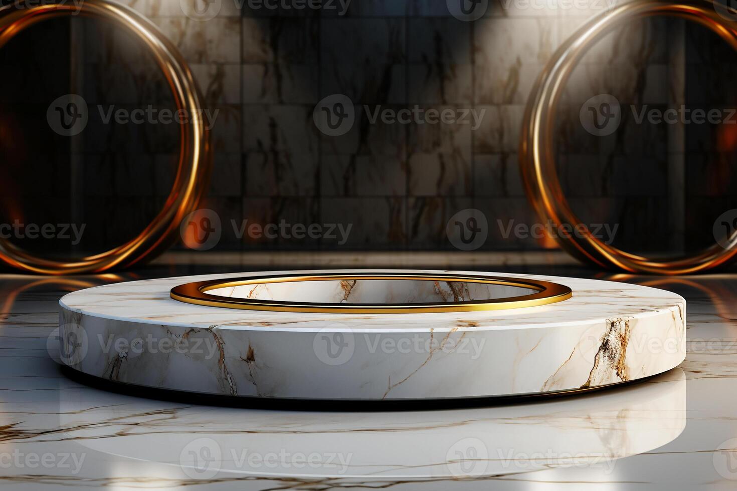 white marble podium for product display. photo