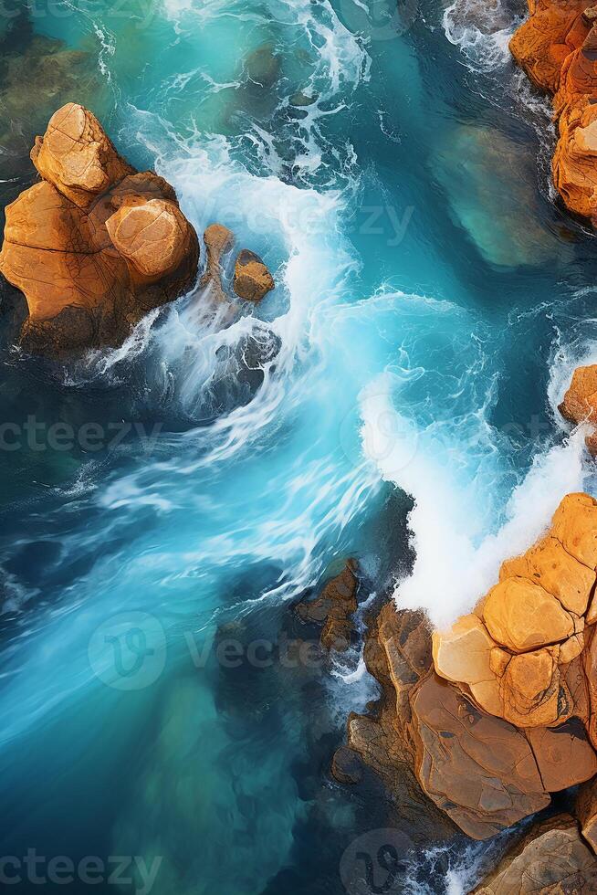 Astounding underwater aerial view of brine pool, beautiful deep rich colors. photo