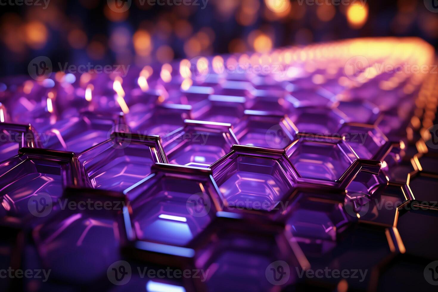 Futuristic glowing ultra purple hexagonal or honeycomb background. photo
