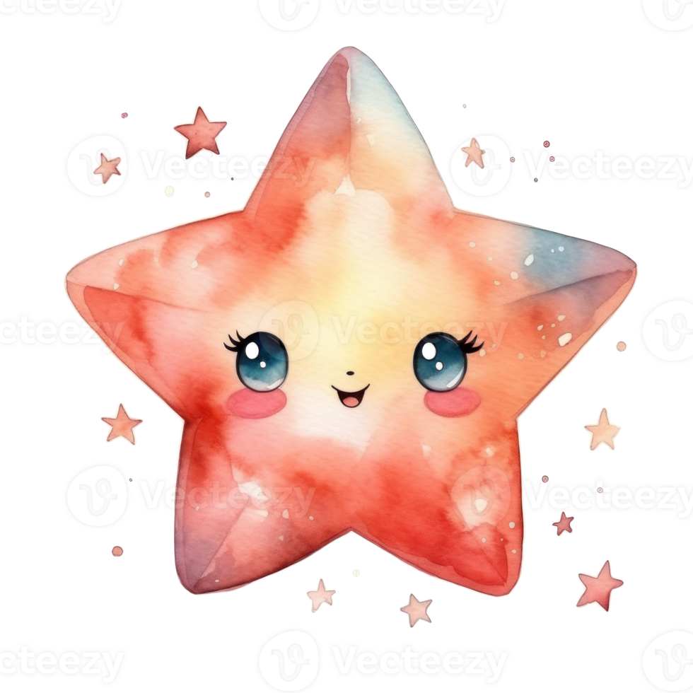 Cute little watercolor star isolated png