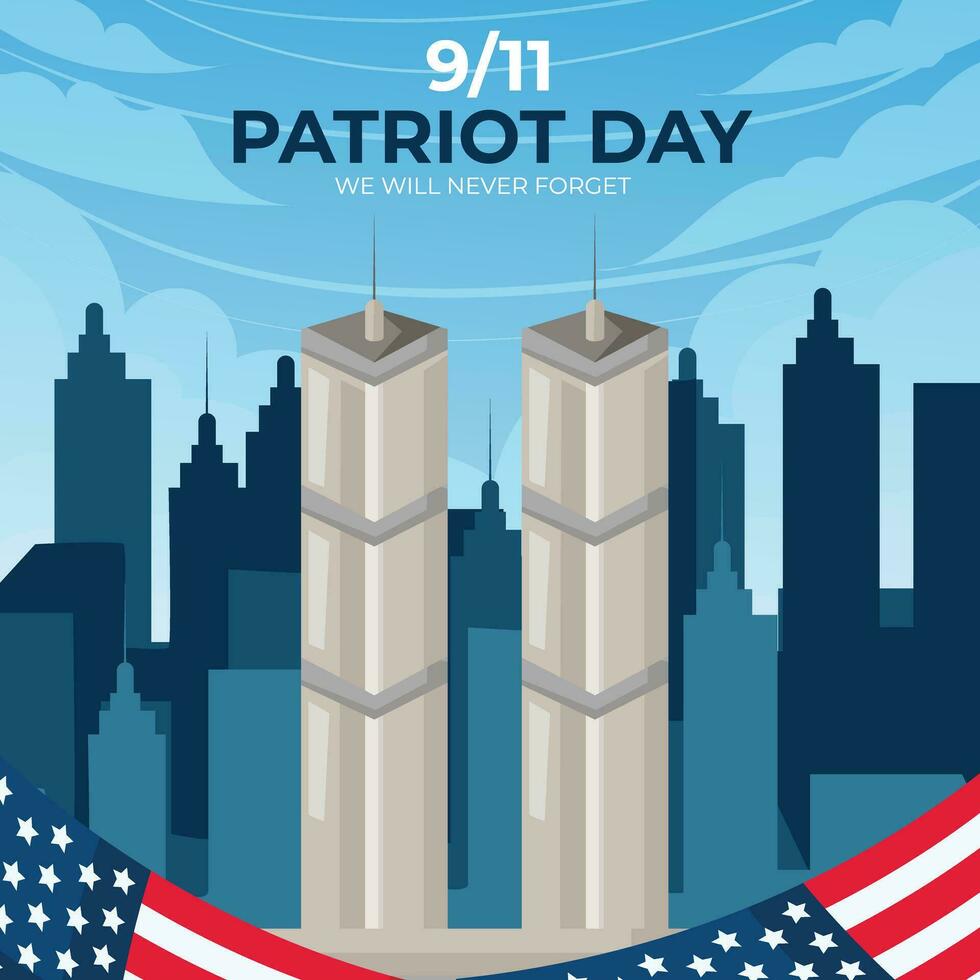 9 11 concepto del día del patriota vector