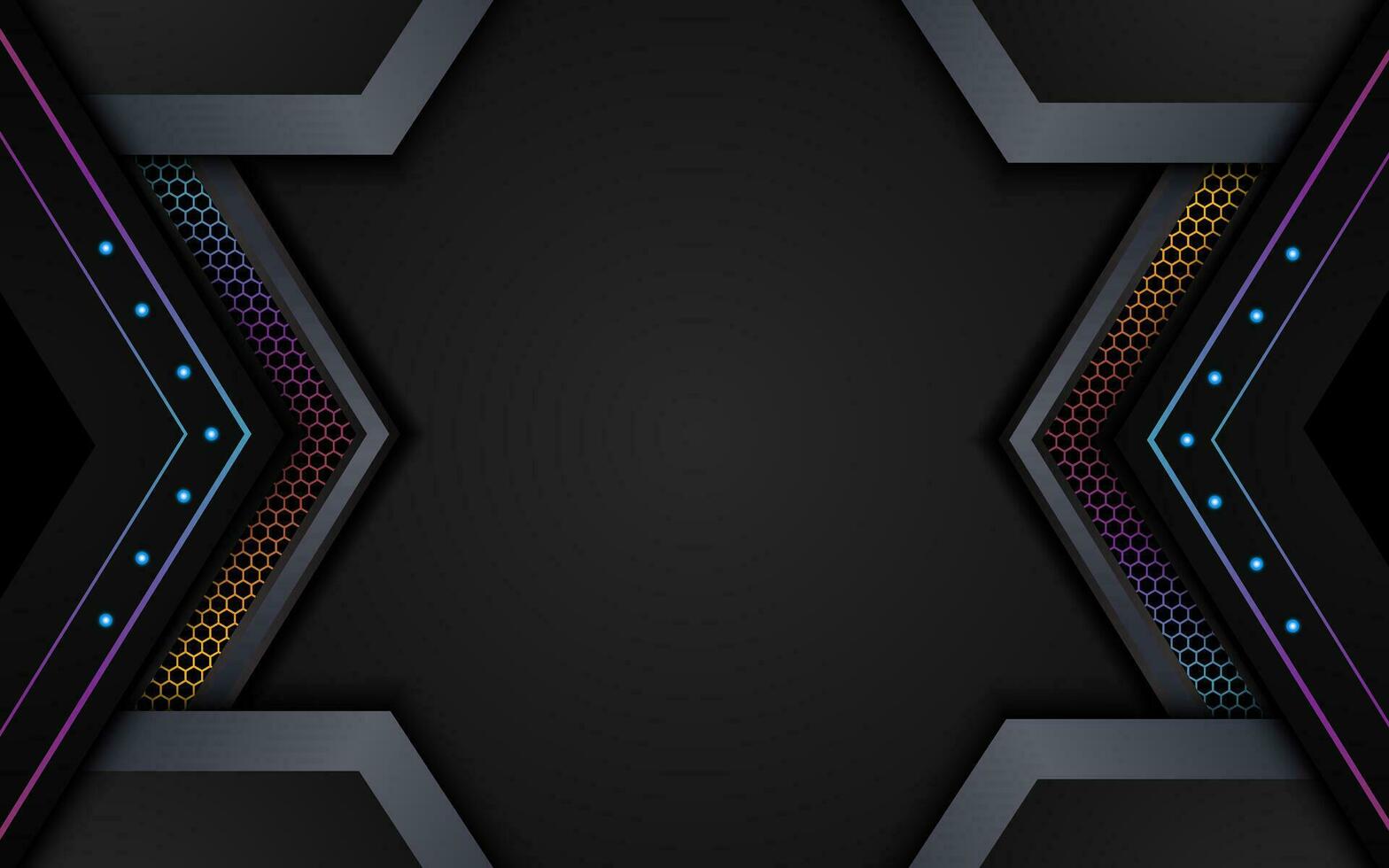 modern gradient background with glow purple pink on dark metallic hexagon pattern vector