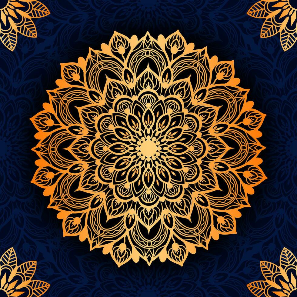 Fondo de mandala de lujo con decoración dorada. vector