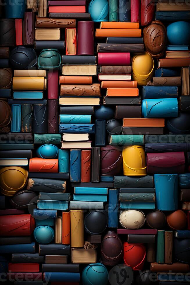 Abstract hypnotic illusion of books. photo