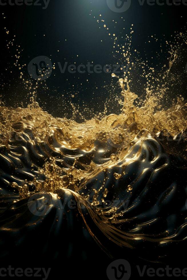 Black and gold ocean. AI generative photo