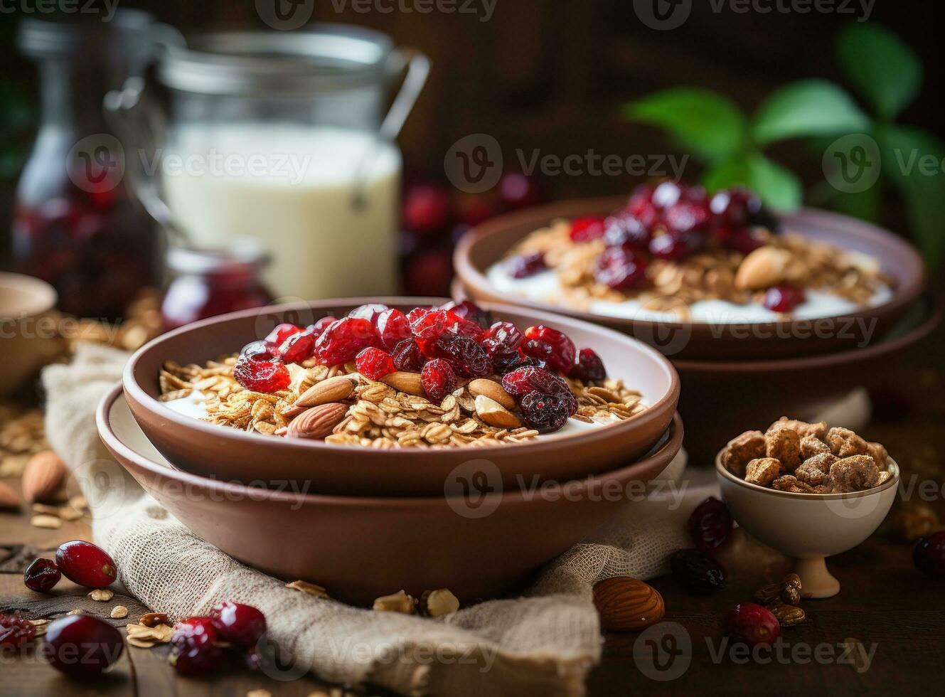 Granola with berries photo