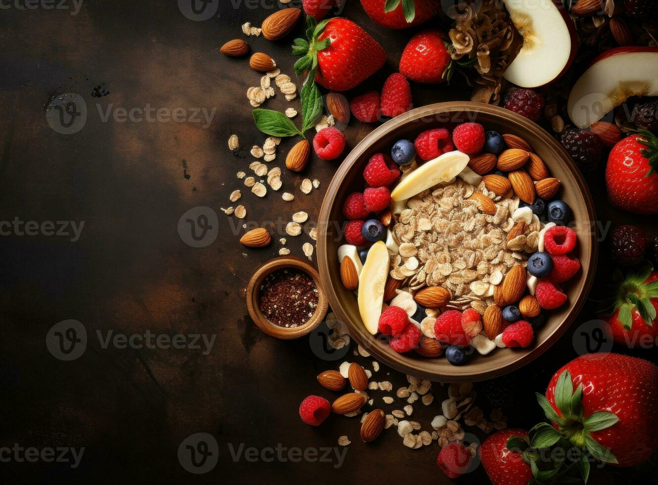 Granola with berries photo