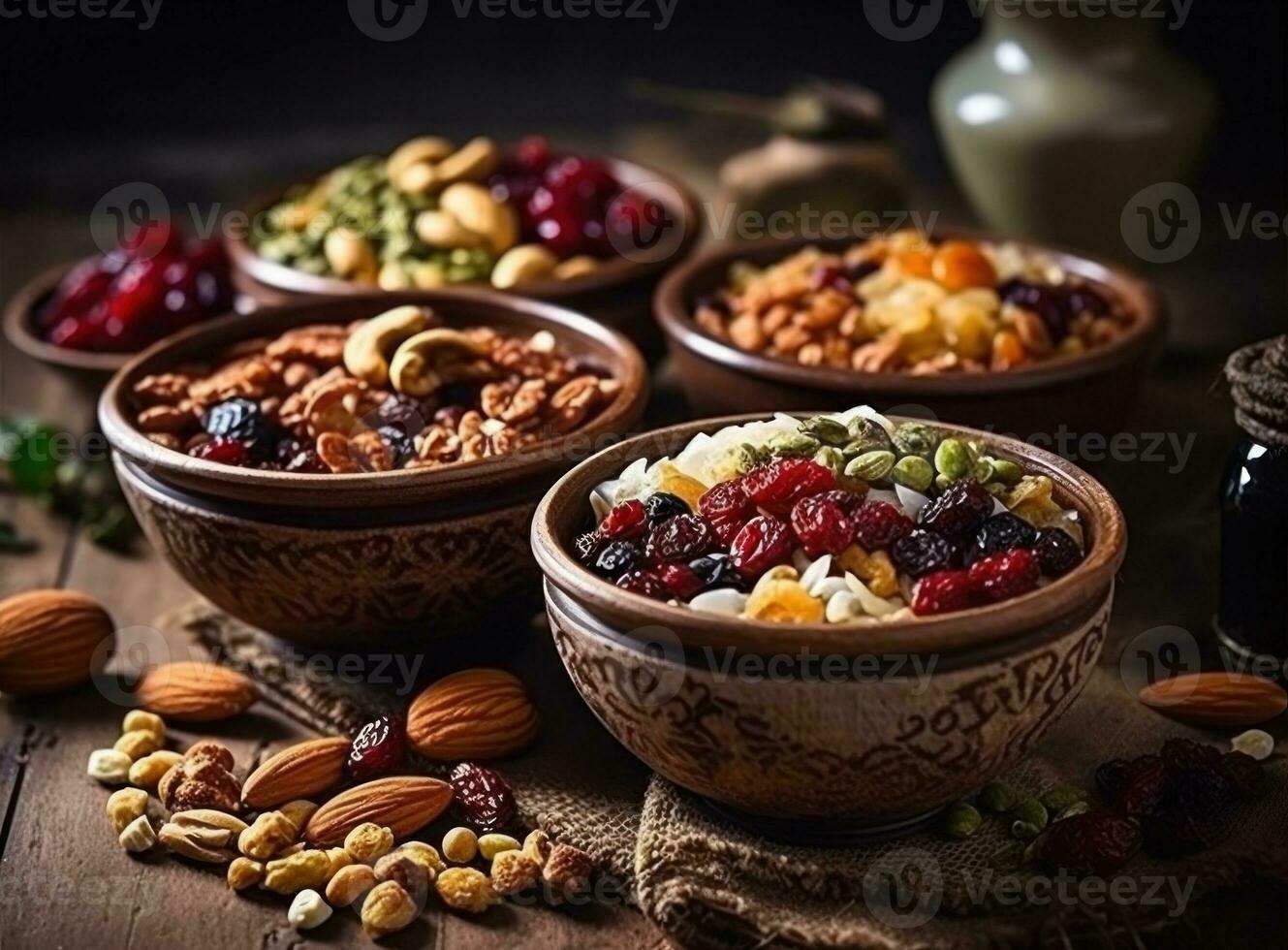 Granola with berries photo
