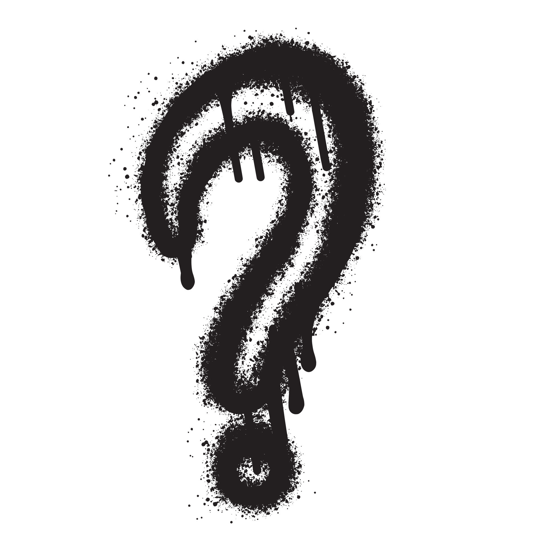 Question mark icon with black spray paint. graffiti Question symbol