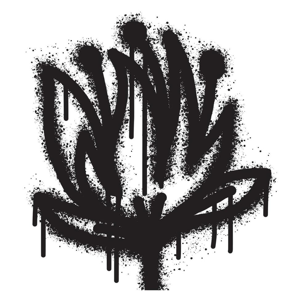 Spray Painted Graffiti flower icon Sprayed isolated with a white background. graffiti flower branch symbol with over spray in black over white. vector