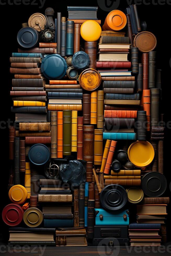 Abstract hypnotic illusion of books. photo