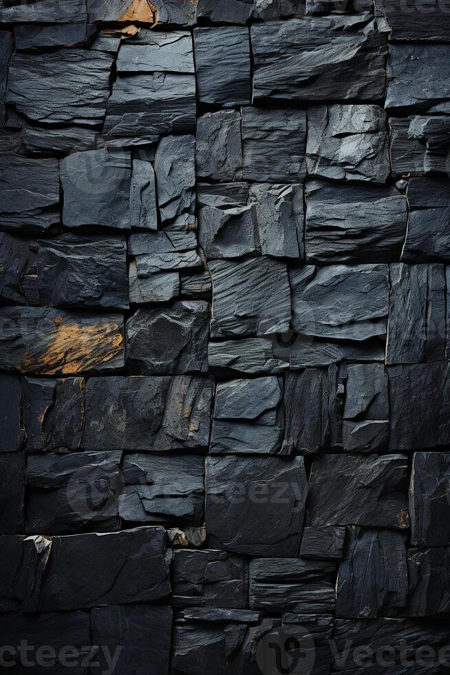 Black stone wall texture background. photo
