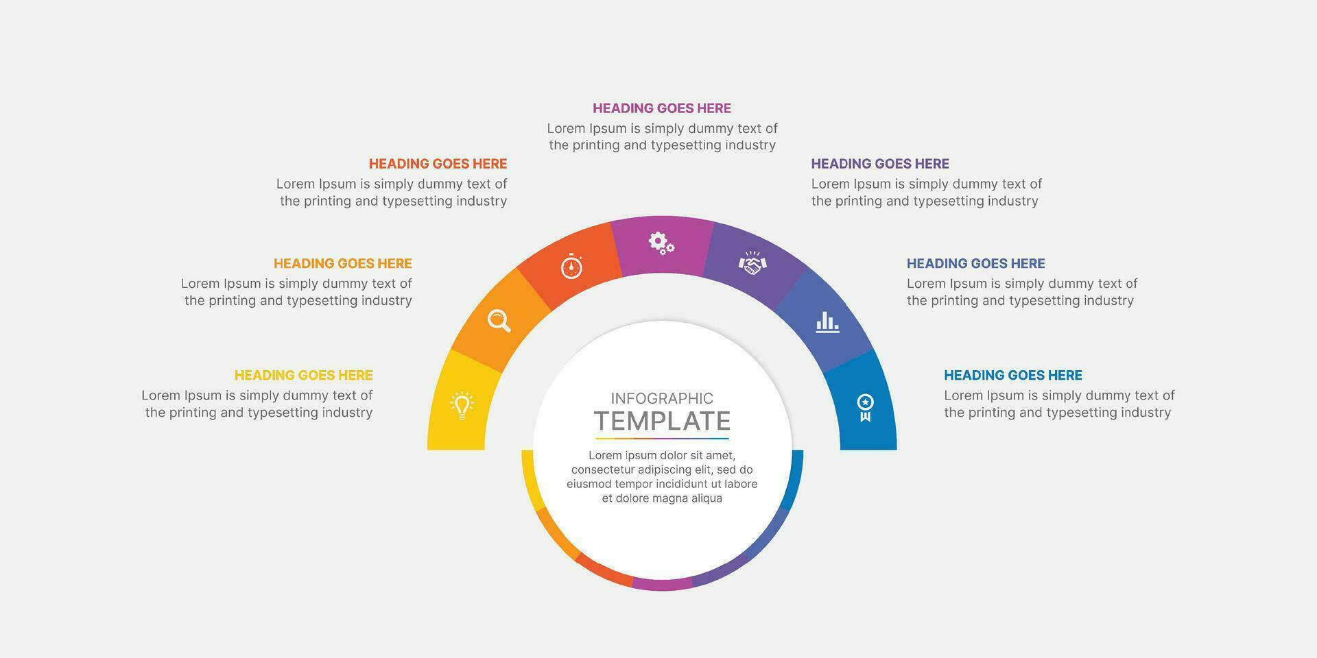 Seven Options, Timeline, Circle Infographic Template Design vector