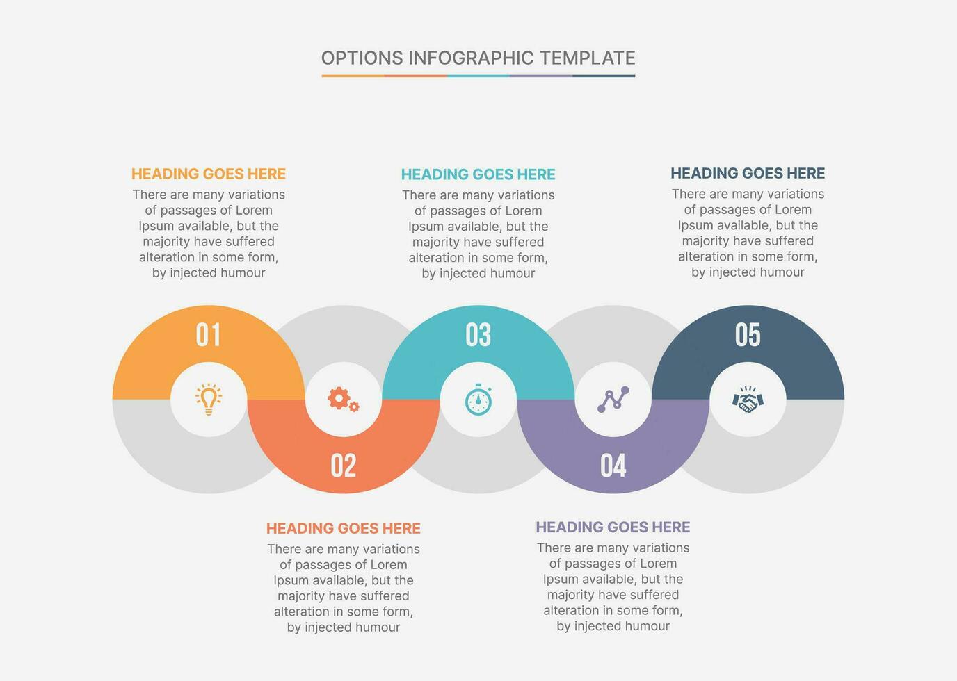 vector cinco pasos opciones circulo negocio infografía moderno diseño modelo