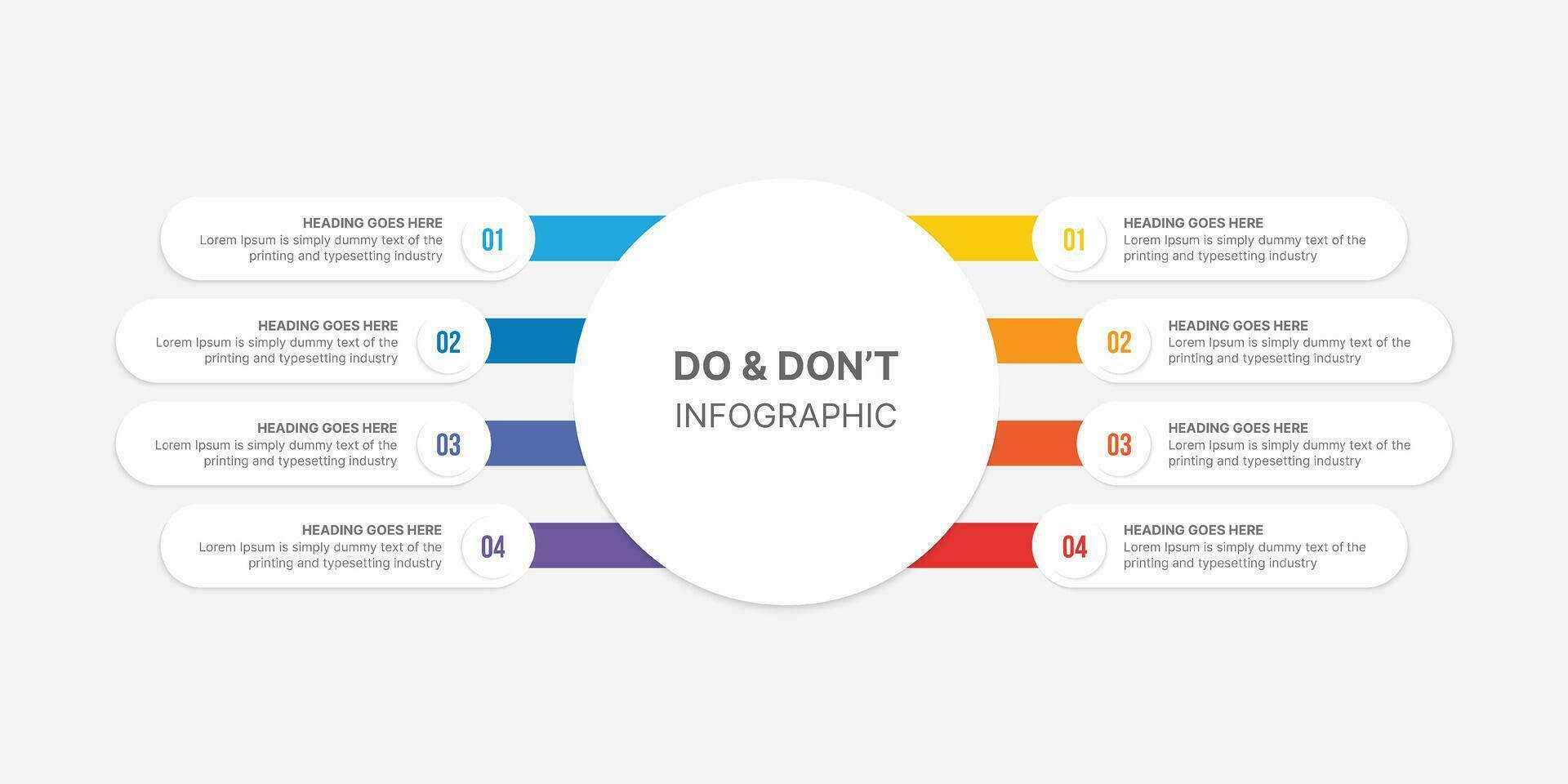 redondo circulo hacer y no, pros y contras, vs, versus comparación infografía diseño modelo vector