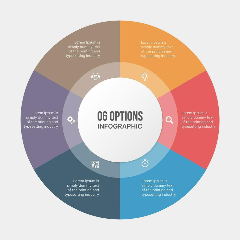 seis opciones circulo infografía modelo diseño vector