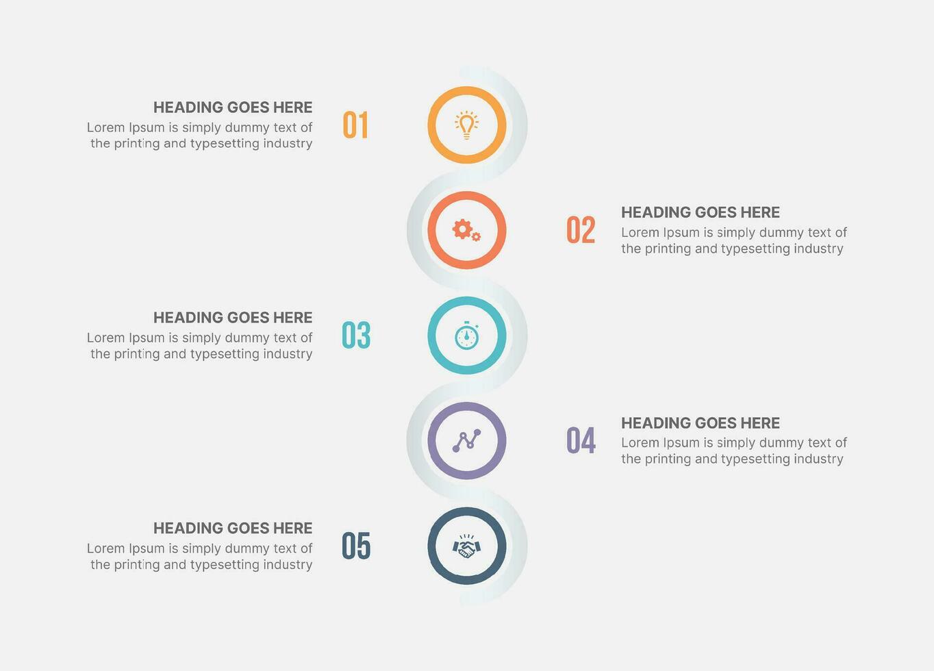 Five steps, Options Circle Timeline Vector Business Infographic Modern Design Template