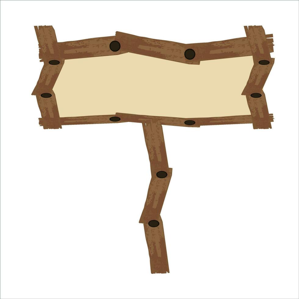 Wooden signage bord or advertising sign pole vector icon